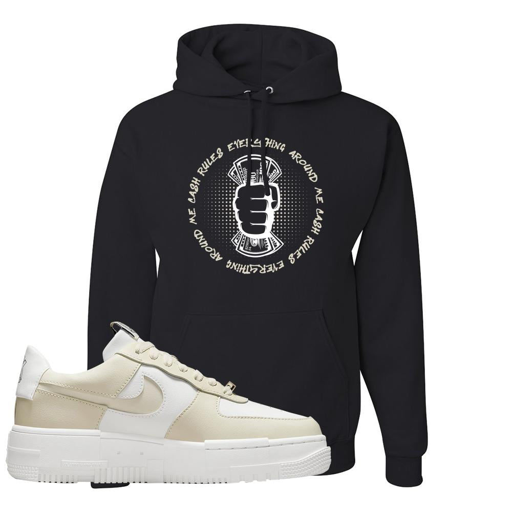 Pixel Cream White Force 1s Hoodie | Cash Rules Everything Around Me, Black