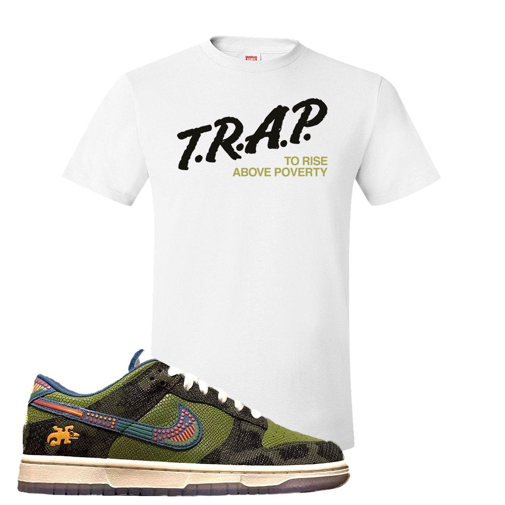 Siempre Familia Low Dunks T Shirt | Trap To Rise Above Poverty, White