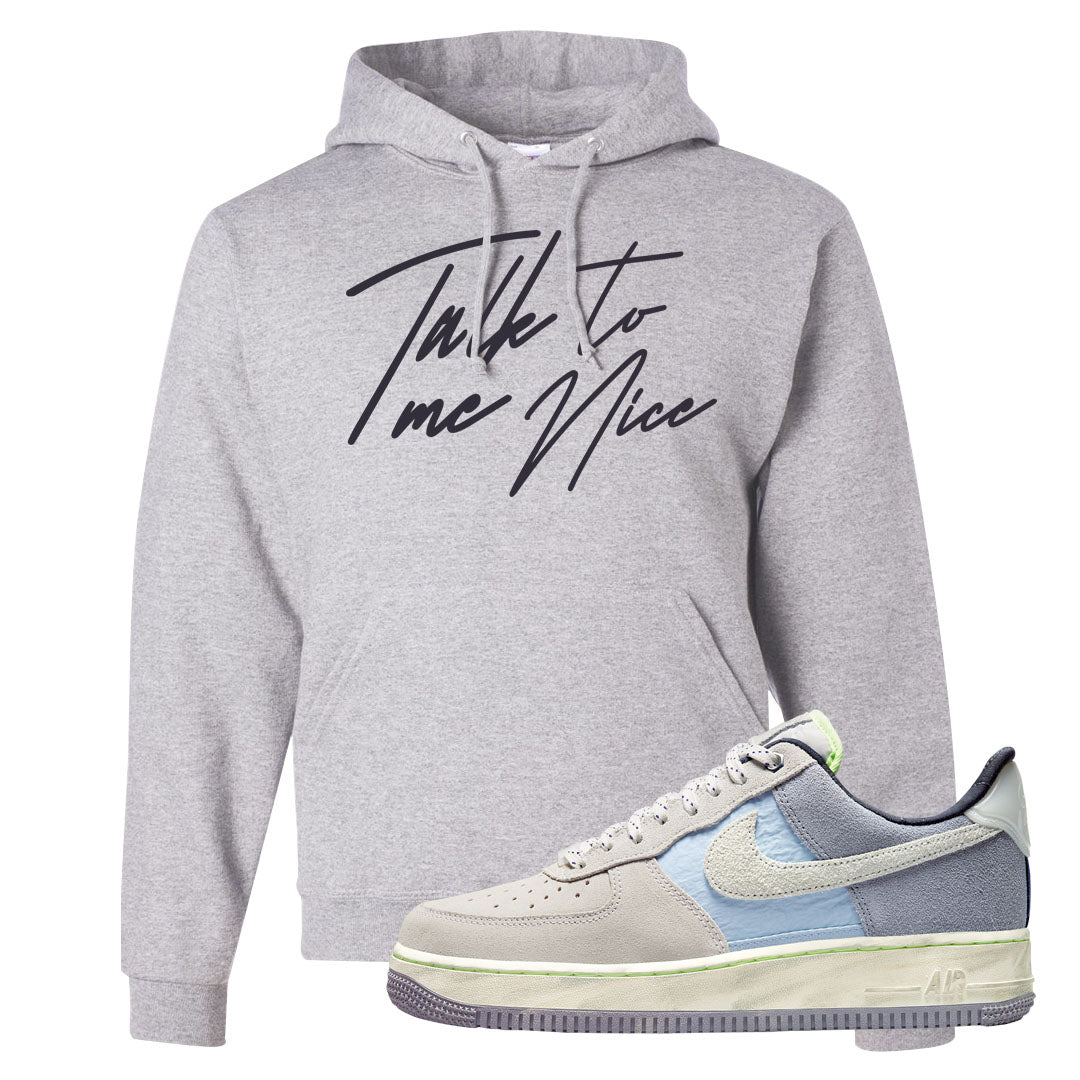 Womens Mountain White Blue AF 1s Hoodie | Talk To Me Nice, Ash