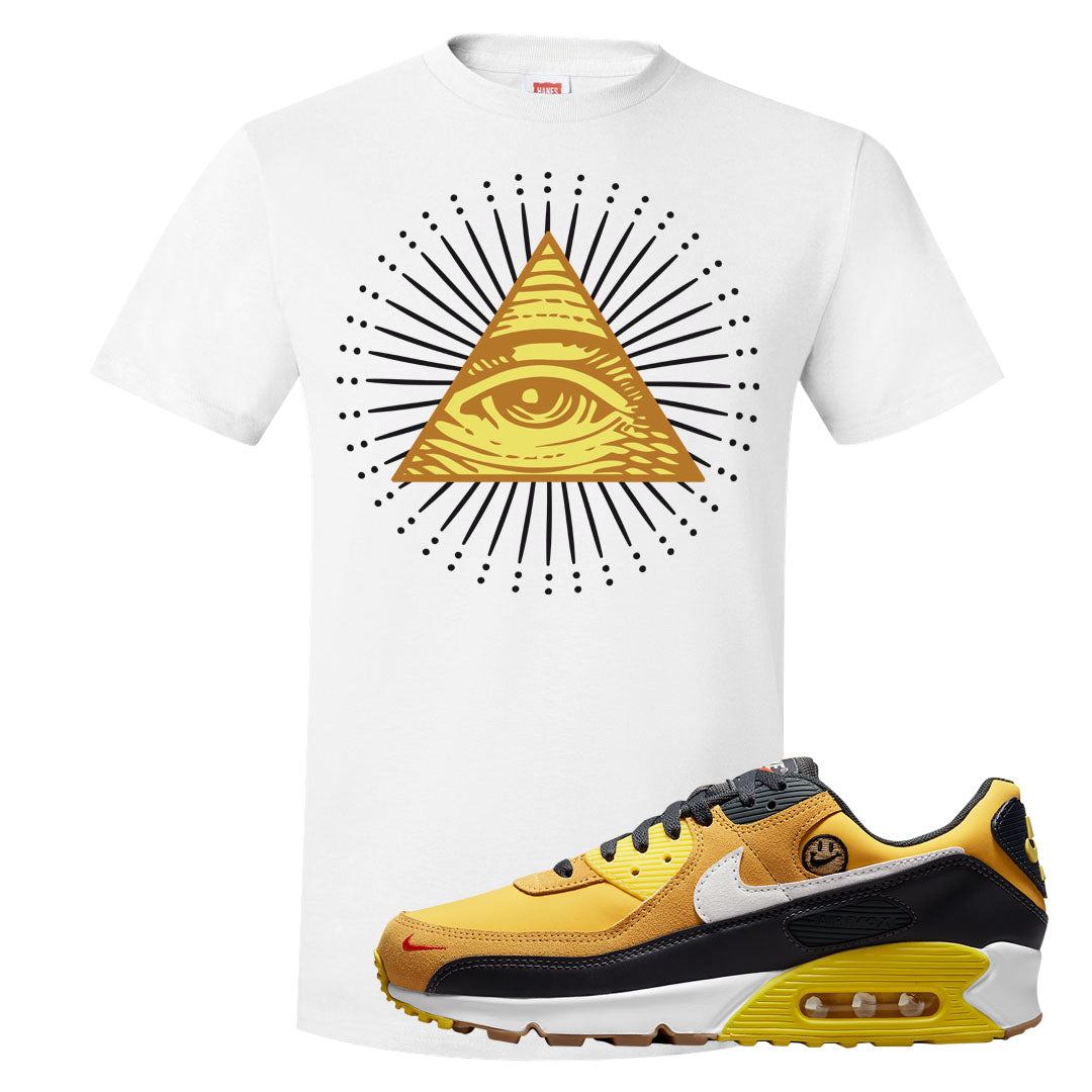 Go The Extra Smile 90s T Shirt | All Seeing Eye, White