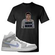 Wolf Grey Mid 1s T Shirt | El Chapo Illustration, Black