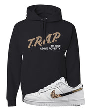 Primal White Leopard Low Dunks Hoodie | Trap To Rise Above Poverty, Black