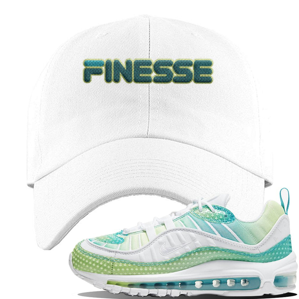 WMNS Air Max 98 Bubble Pack Sneaker White Dad Hat | Hat to match Nike WMNS Air Max 98 Bubble Pack Shoes | Finesse