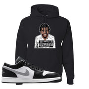 Air Jordan 1 Low Black Medium Grey Hoodie | Escobar Illustration, Black