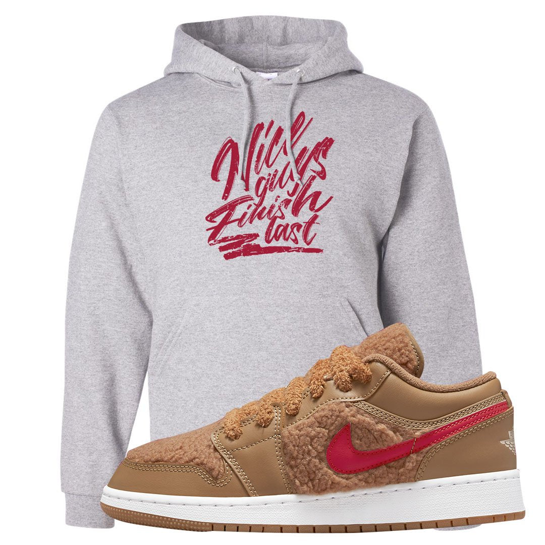 Teddy Bear Low 1s Hoodie | Nice Guys Finish Last, Ash