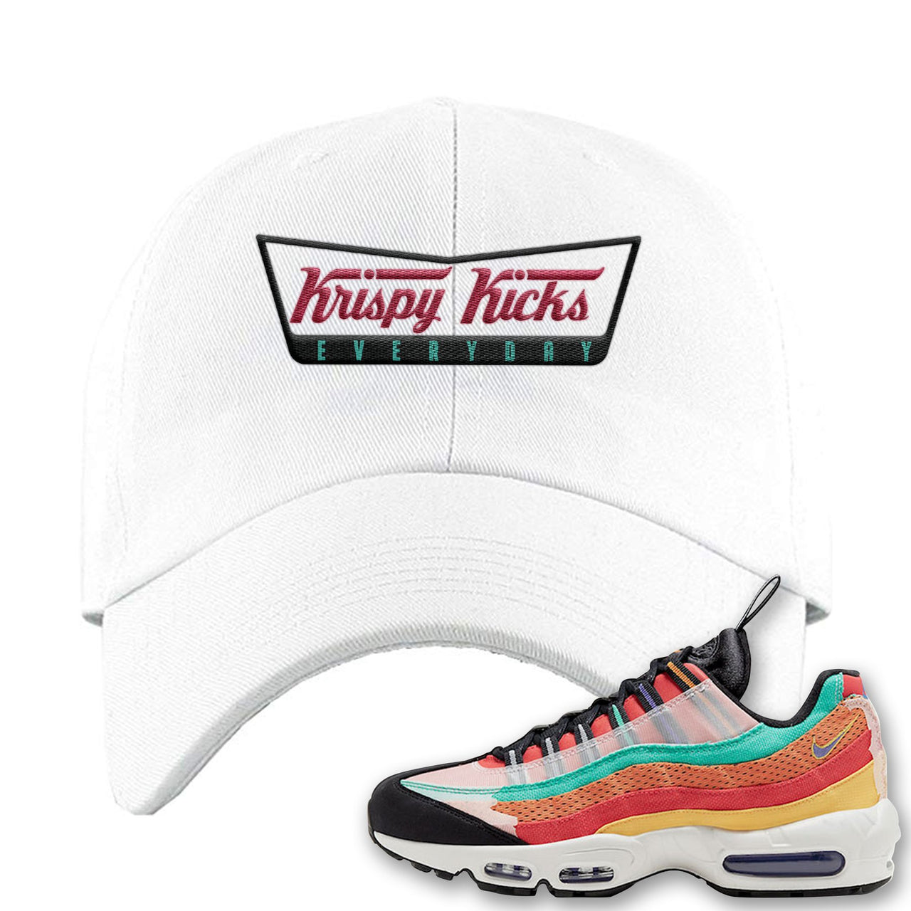 Air Max 95 Black History Month Sneaker White Dad Hat | Hat to match Air Max 95 Black History Month Shoes | Krispy Kicks