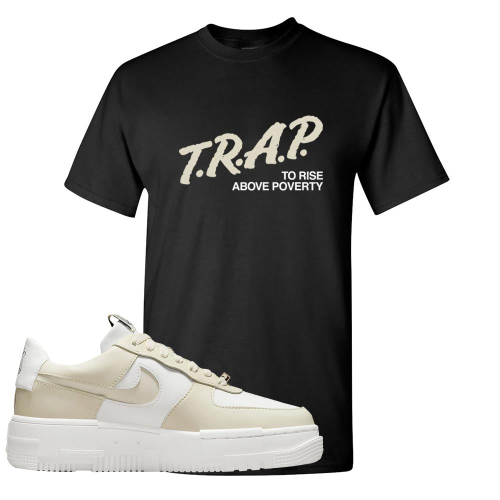 Pixel Cream White Force 1s T Shirt | Trap To Rise Above Poverty, Black