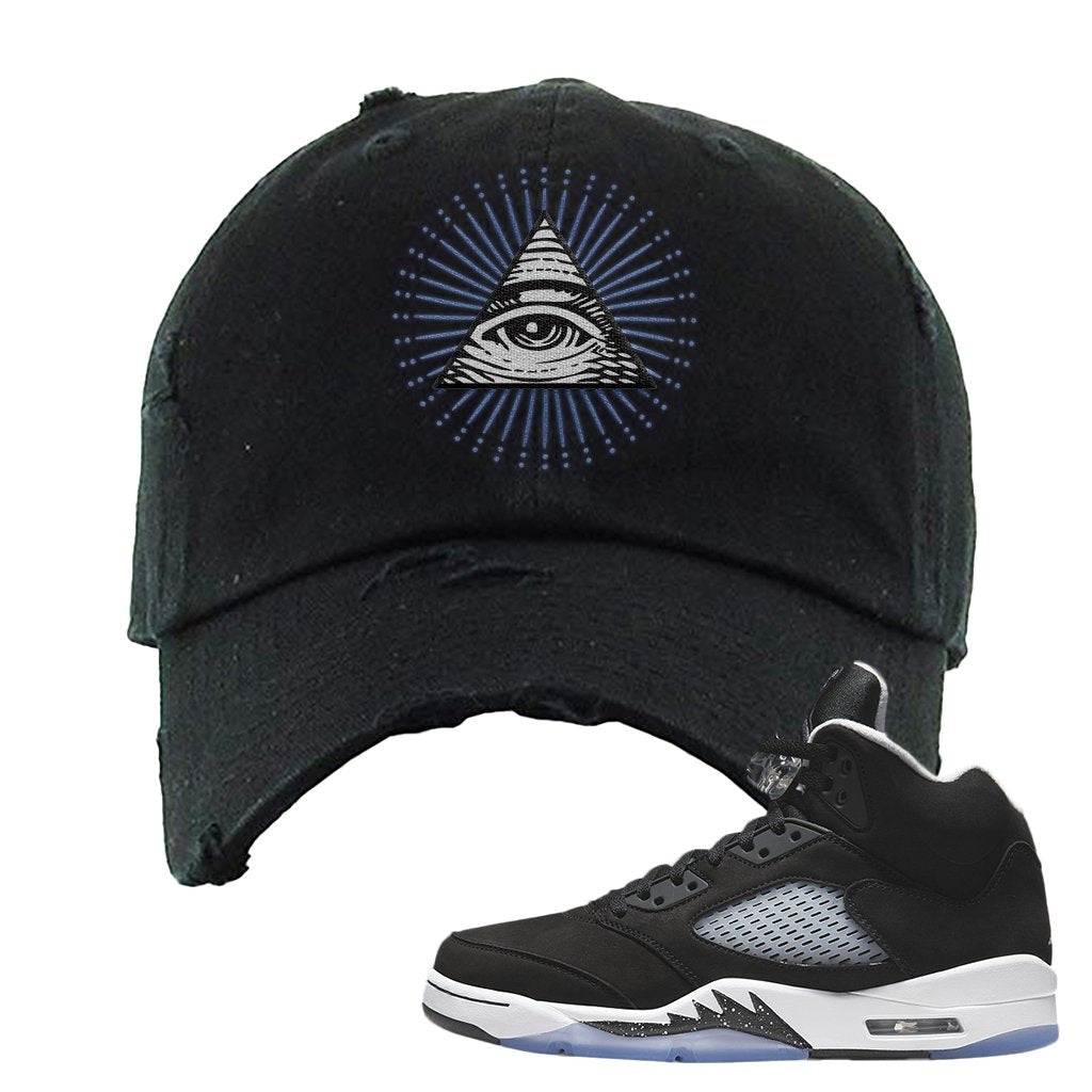 Oreo Moonlight 5s Distressed Dad Hat | All Seeing Eye, Black