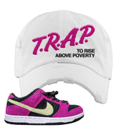 ACG Terra Low Dunks Distressed Dad Hat | Trap To Rise Above Poverty, White