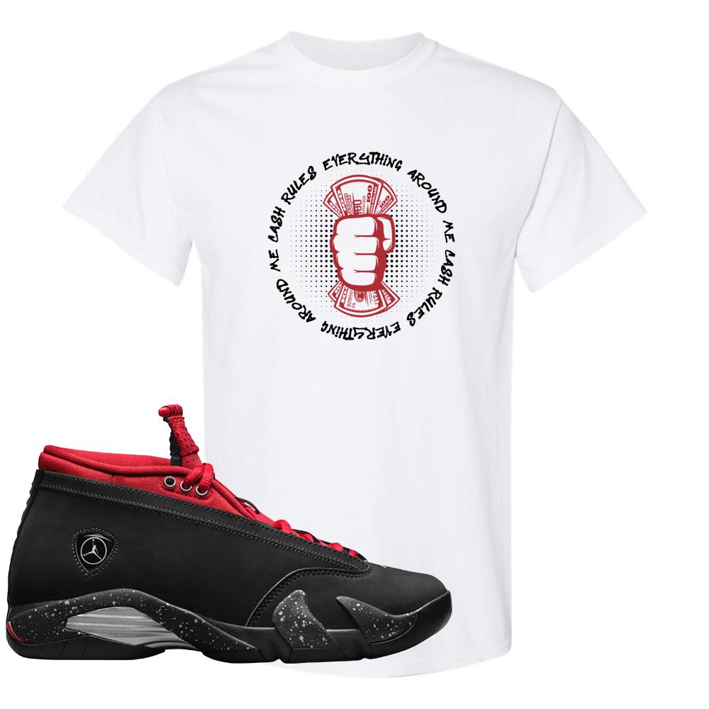 Red Lipstick Low 14s T Shirt | Cash Rules Everything Around Me, White