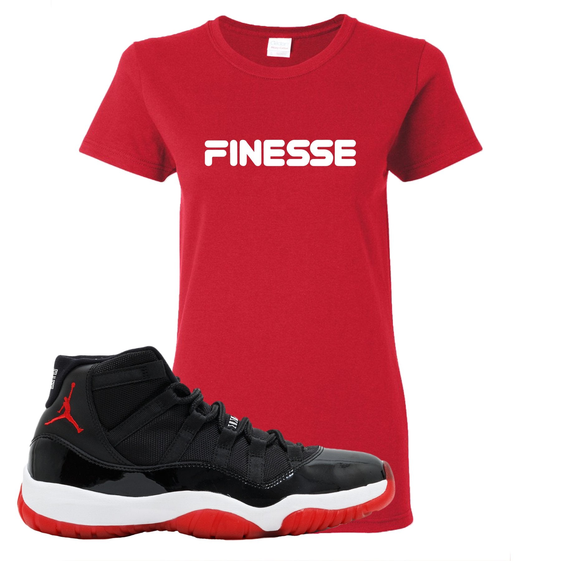 Jordan 11 Bred Finesse Red Sneaker Hook Up Women's T-Shirt