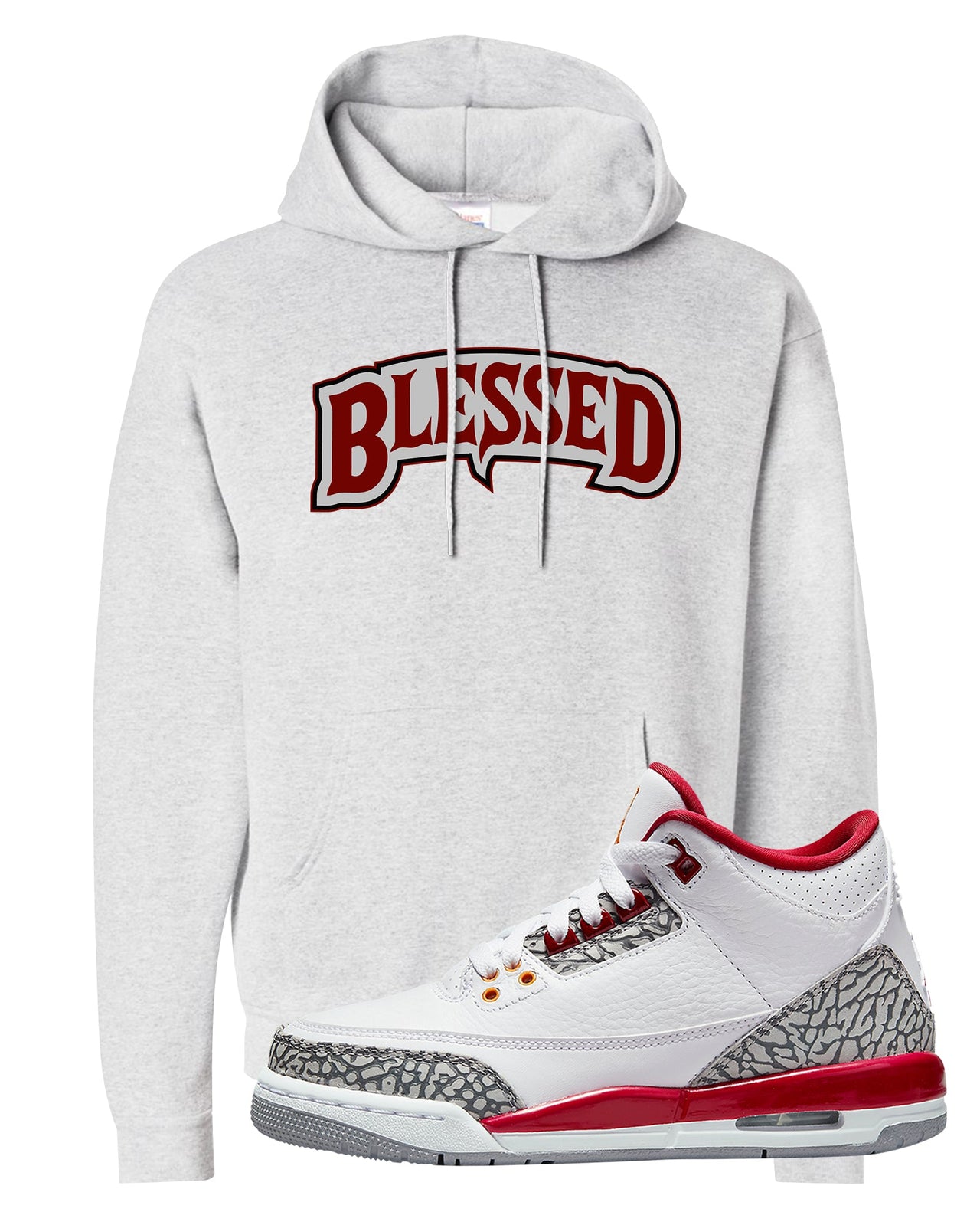 Cardinal Red 3s Hoodie | Blessed Arch, Ash