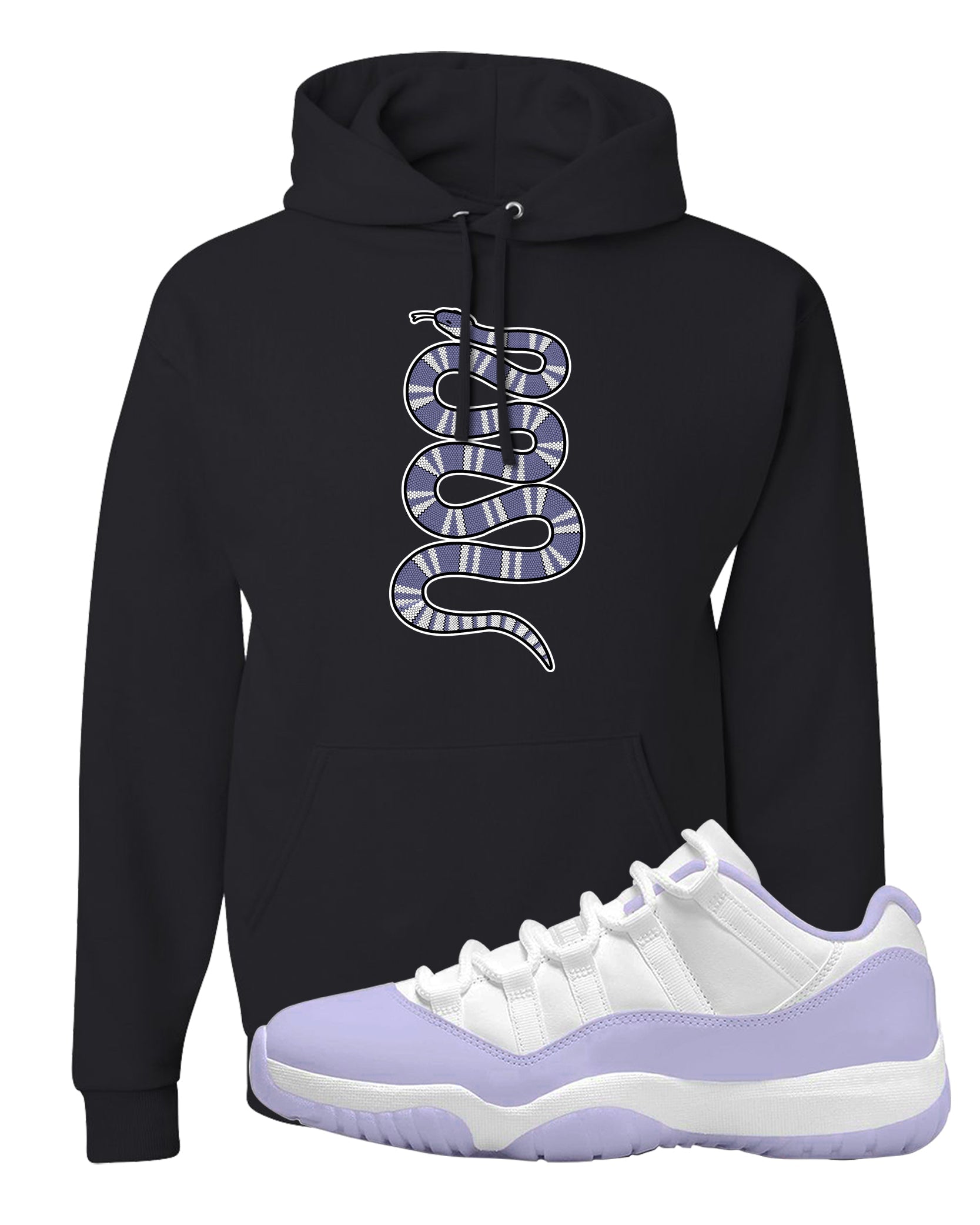 Pure Violet Low 11s Hoodie | Coiled Snake, Black