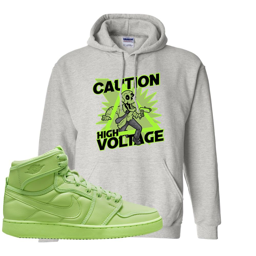 Neon Green KO 1s Hoodie | Caution High Voltage, Ash
