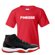 Jordan 11 Bred Finesse Red Sneaker Hook Up Kid's T-Shirt