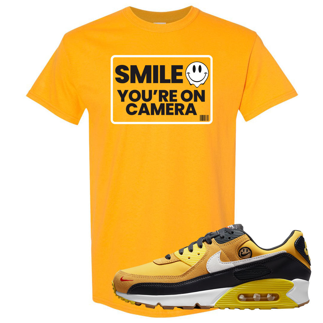 Go The Extra Smile 90s T Shirt | Smile You're On Camera, Gold