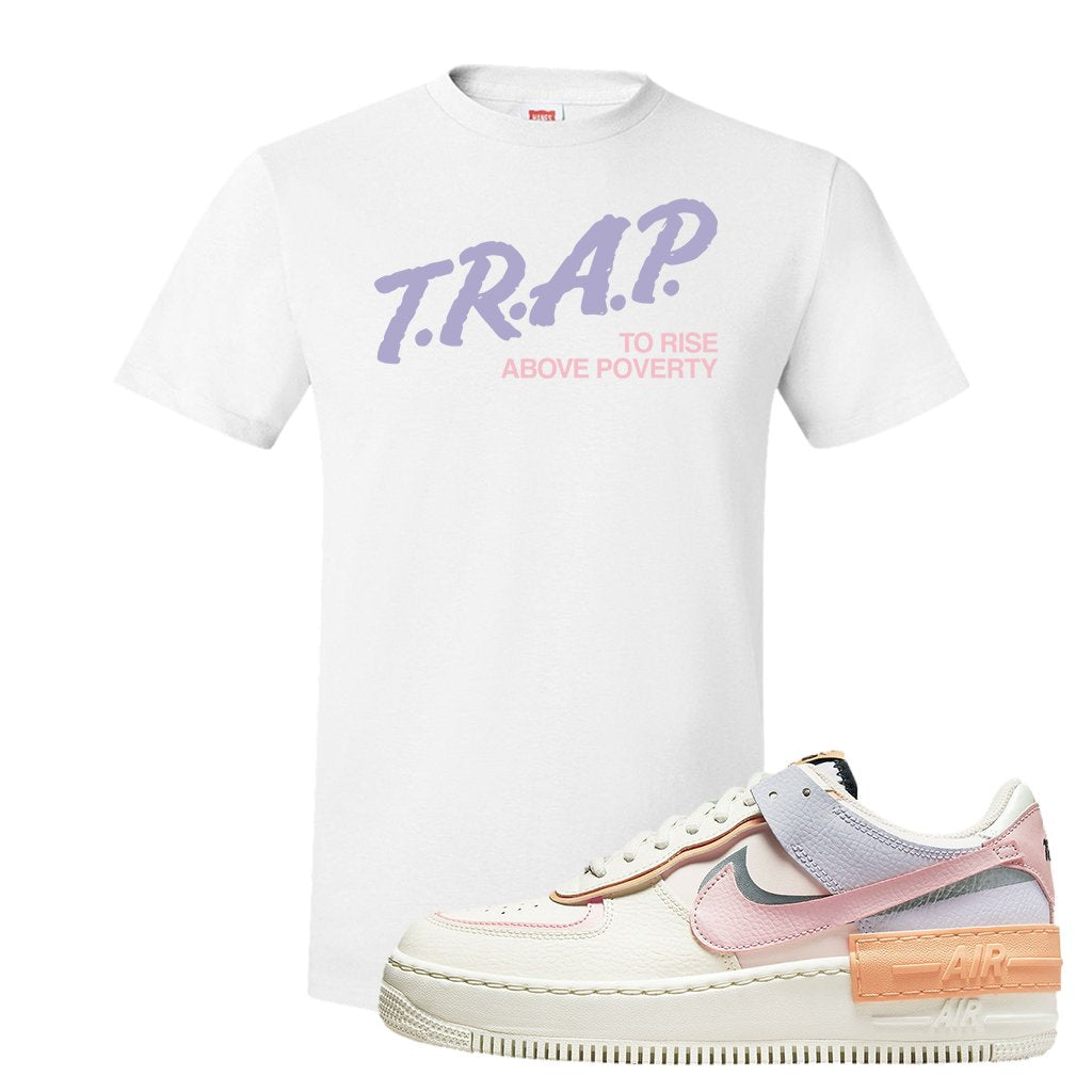Sail Pink Glaze Orange Chalk 1s T Shirt | Trap To Rise Above Poverty, White