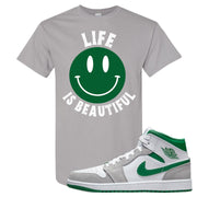 Light Smoke Pine Green Mid 1s T Shirt | Smile Life Is Beautiful, Gravel