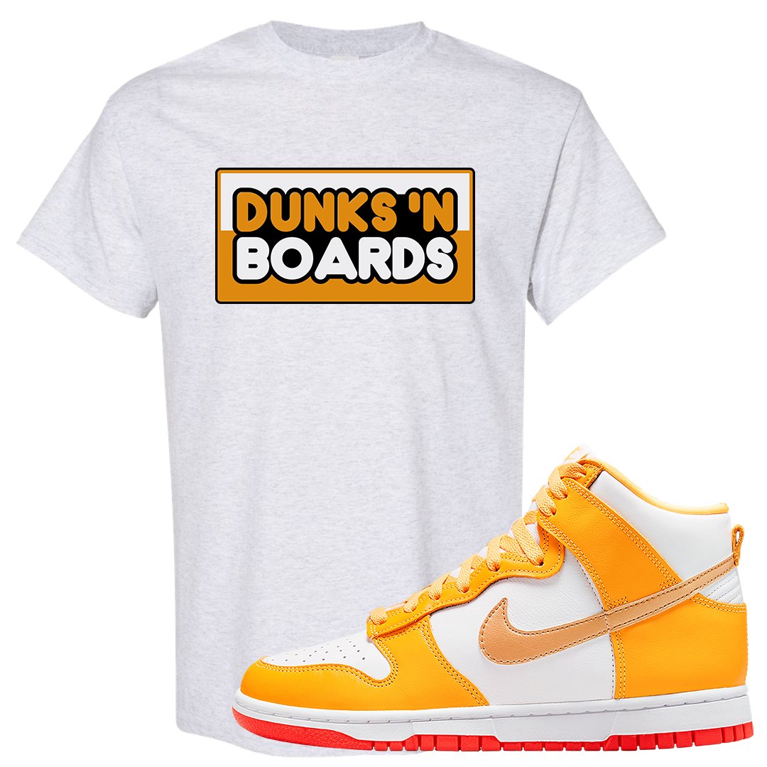 Yellow Gold Orange High Dunks T Shirt | Dunks N Boards, Ash