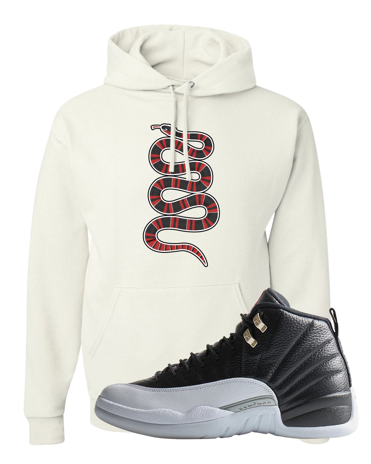 Playoff 12s Hoodie | Coiled Snake, White