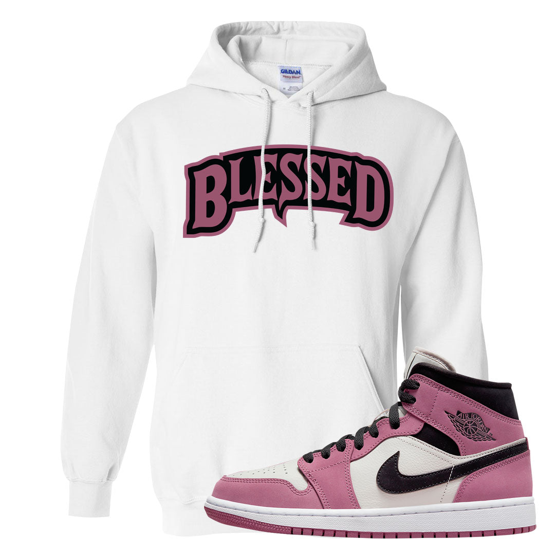 Berry Black White Mid 1s Hoodie | Blessed Arch, White