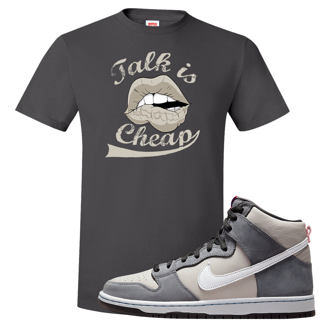 Medium Grey High Dunks T Shirt | Talk Is Cheap, Smoke Grey