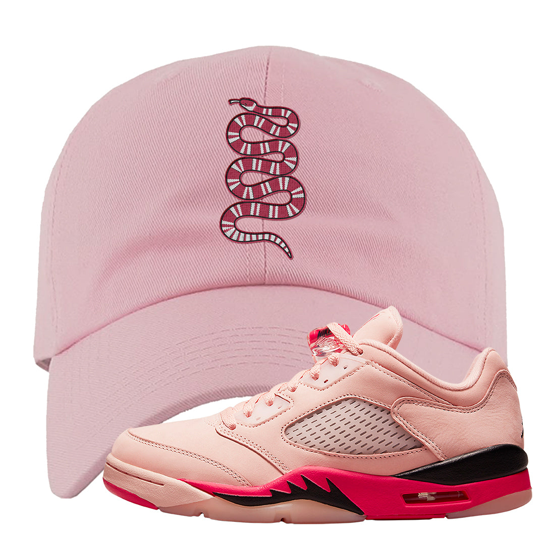 Arctic Pink Low 5s Dad Hat | Coiled Snake, Light Pink