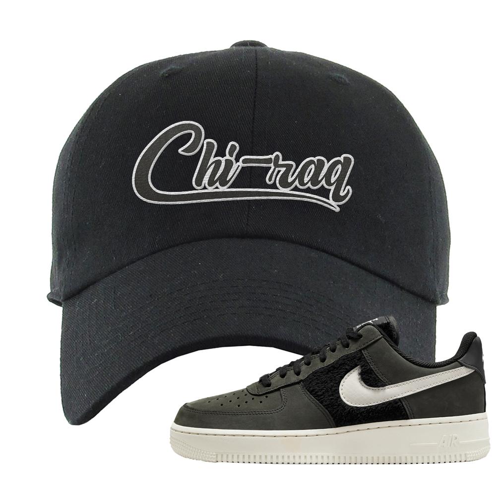Furry Black Light Bone Low AF 1s Dad Hat | Chiraq, Black