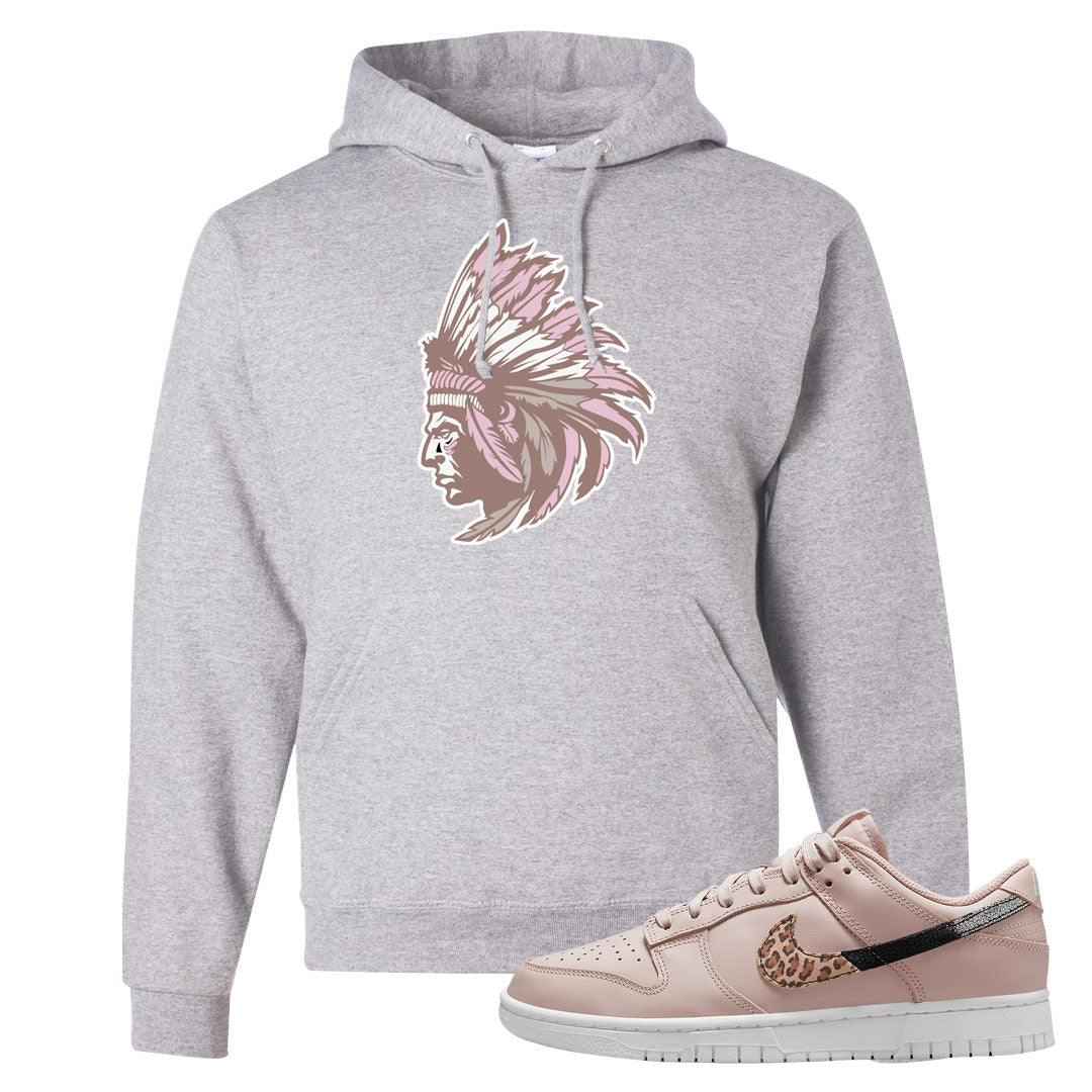 Primal Dusty Pink Leopard Low Dunks Hoodie | Indian Chief, Ash