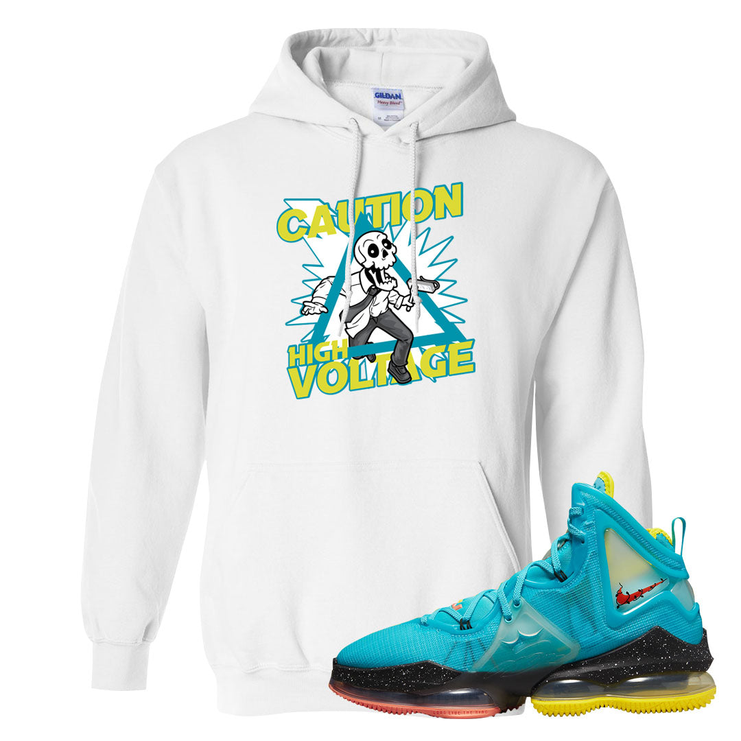 South Beach Christmas Bron 19s Hoodie | Caution High Voltage, White