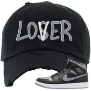 Alternate Shadow Mid 1s Distressed Dad Hat | Lover, Black