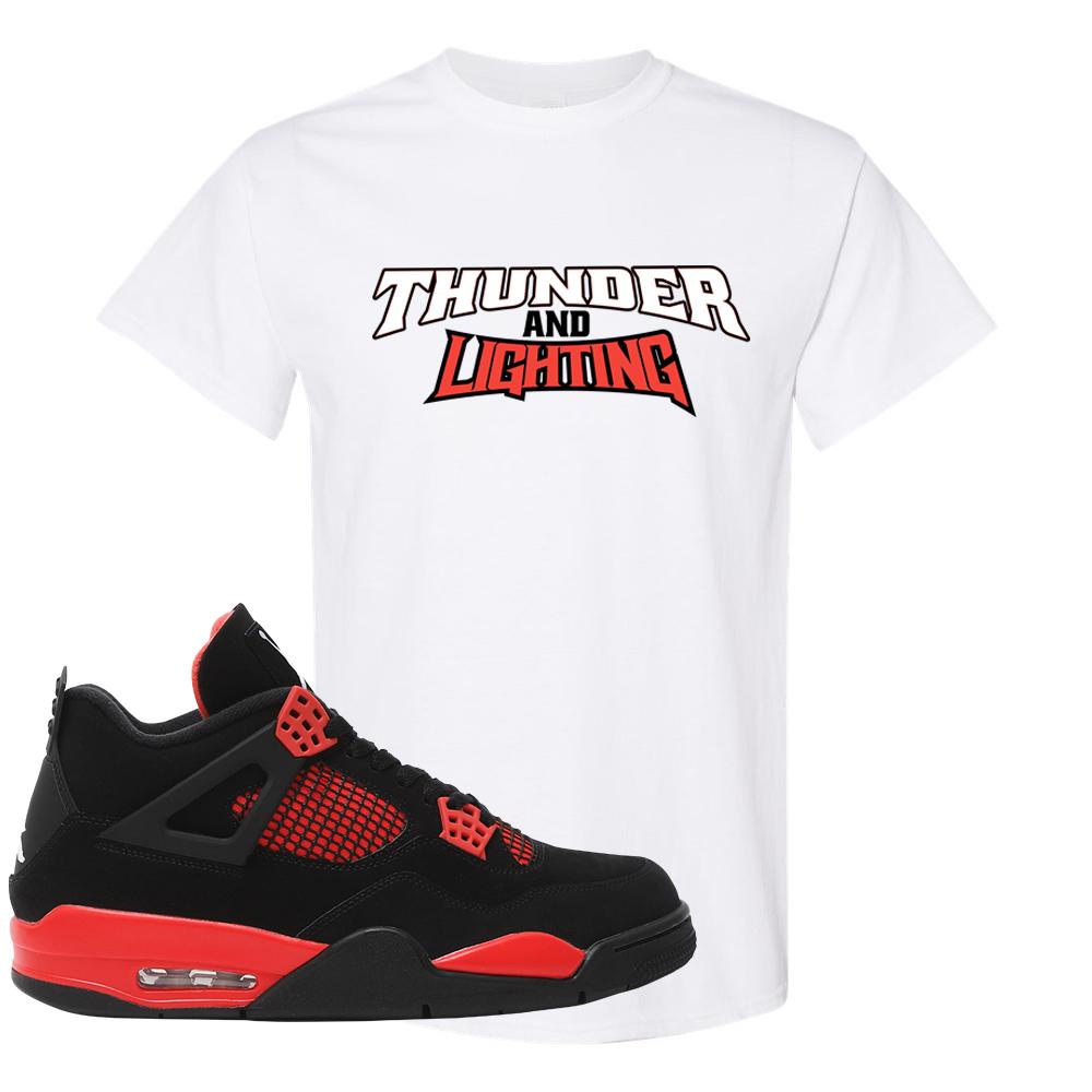 Red Thunder 4s T Shirt | Thunder And Lightning, White