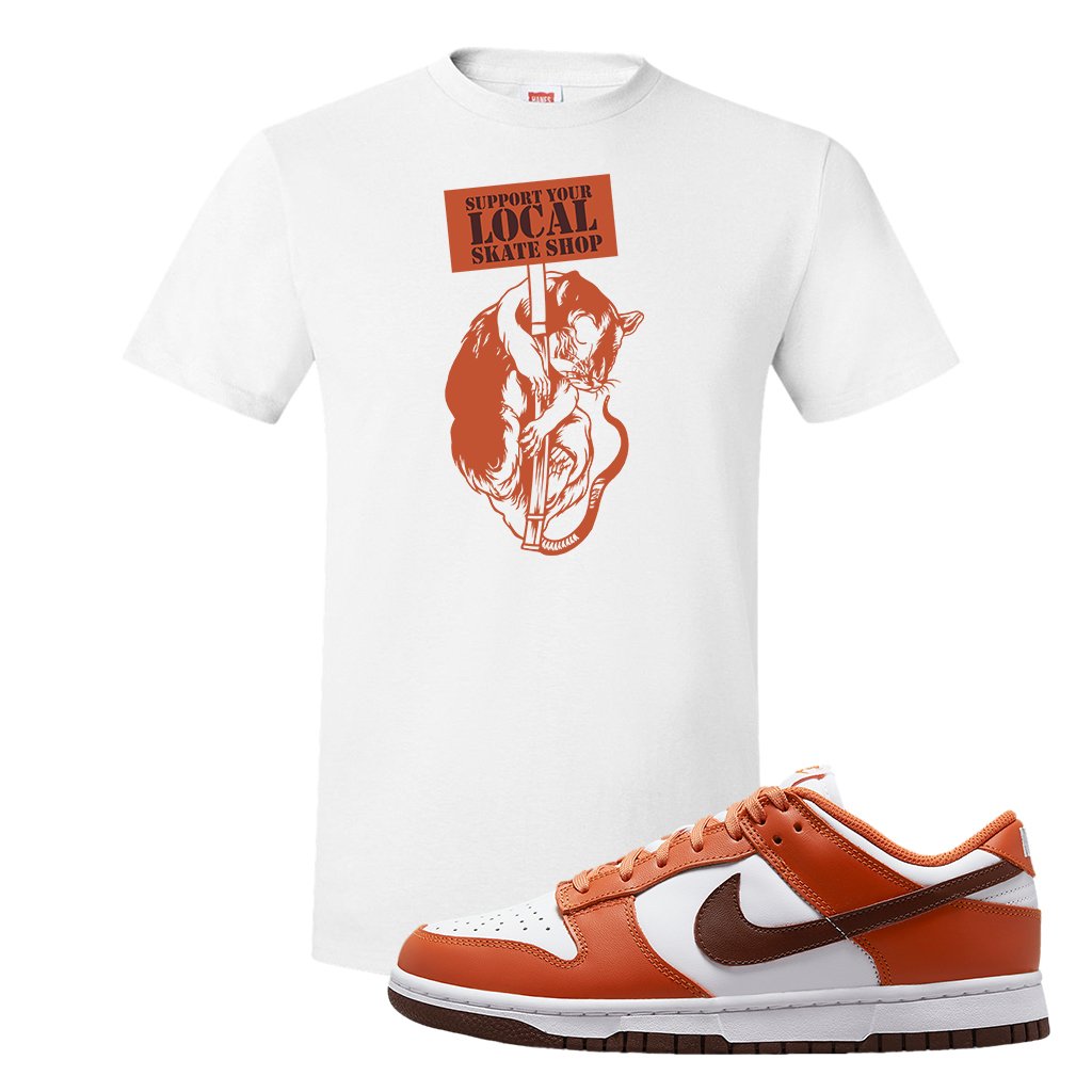 Reverse Mesa Low Dunks T Shirt | Support Your Local Skate Shop, White