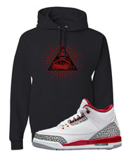 Cardinal Red 3s Hoodie | All Seeing Eye, Black