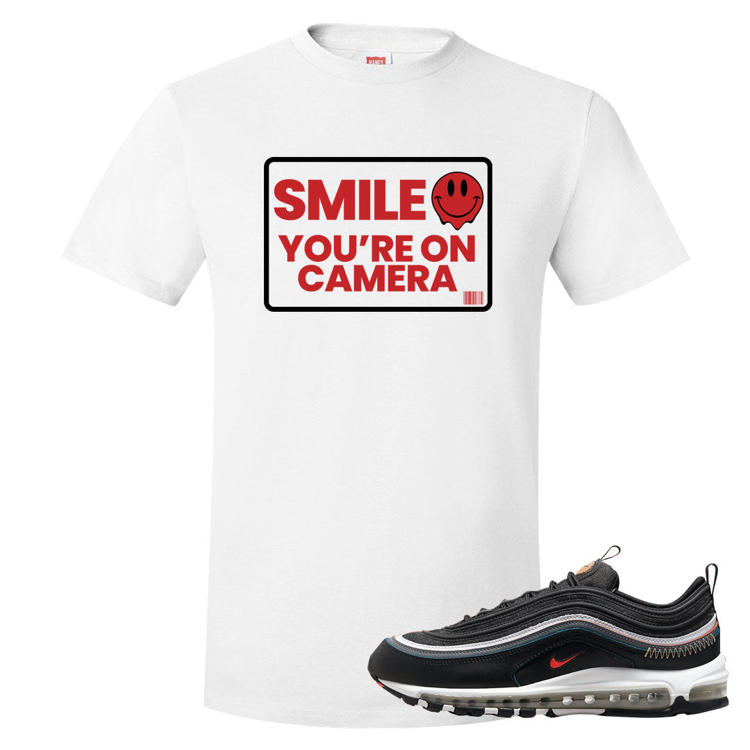 Alter and Reveal 97s T Shirt | Smile You're On Camera, White