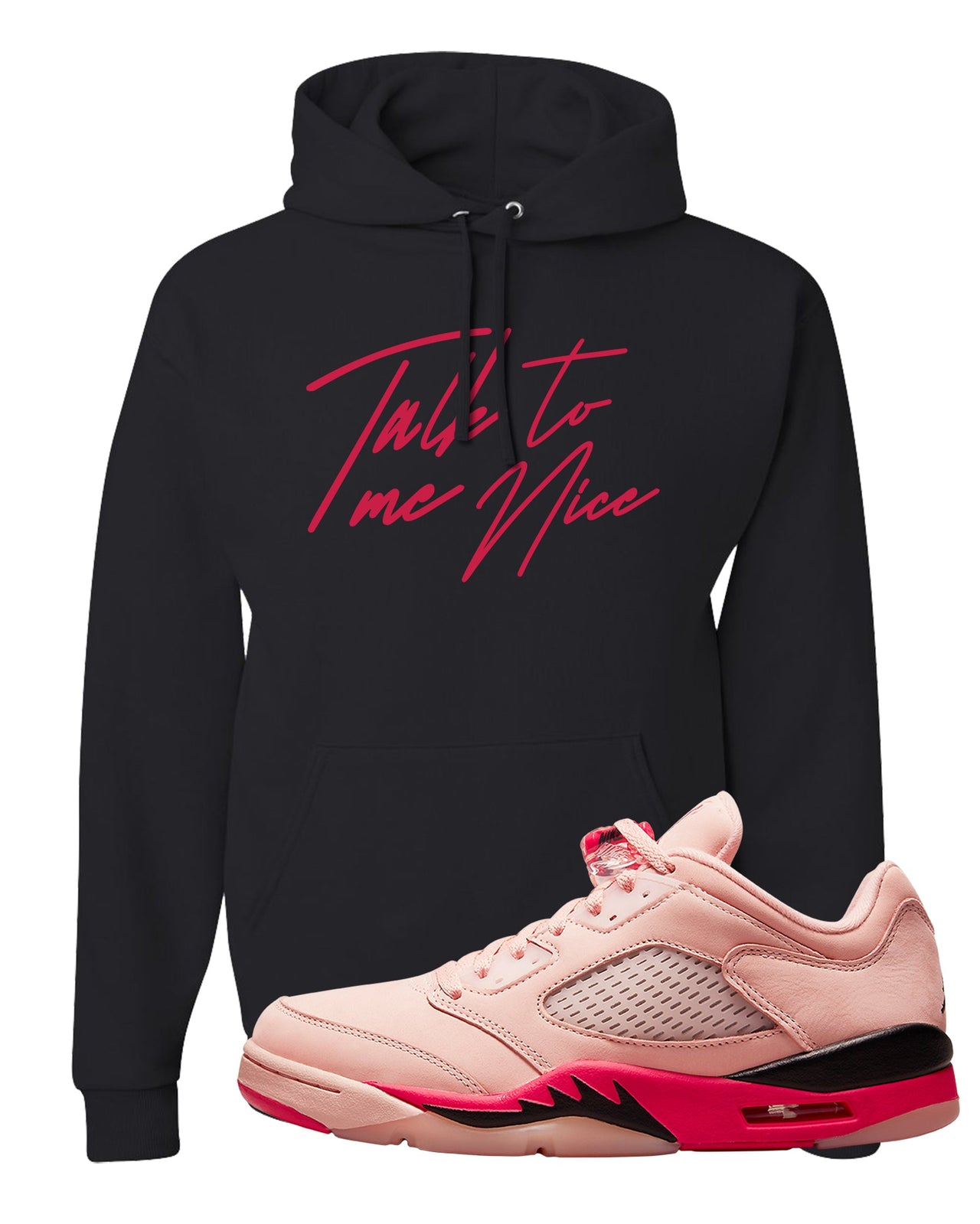 Arctic Pink Low 5s Hoodie | Talk To Me Nice, Black