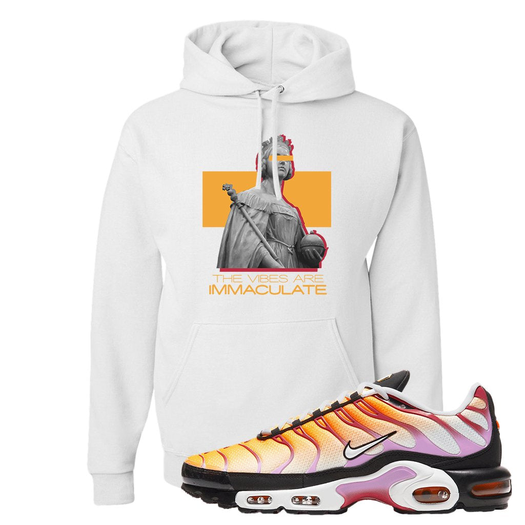 Air Max Plus Laser Orange Siren Red Fuchsia Glow Hoodie | The Vibes Are Immaculate, White