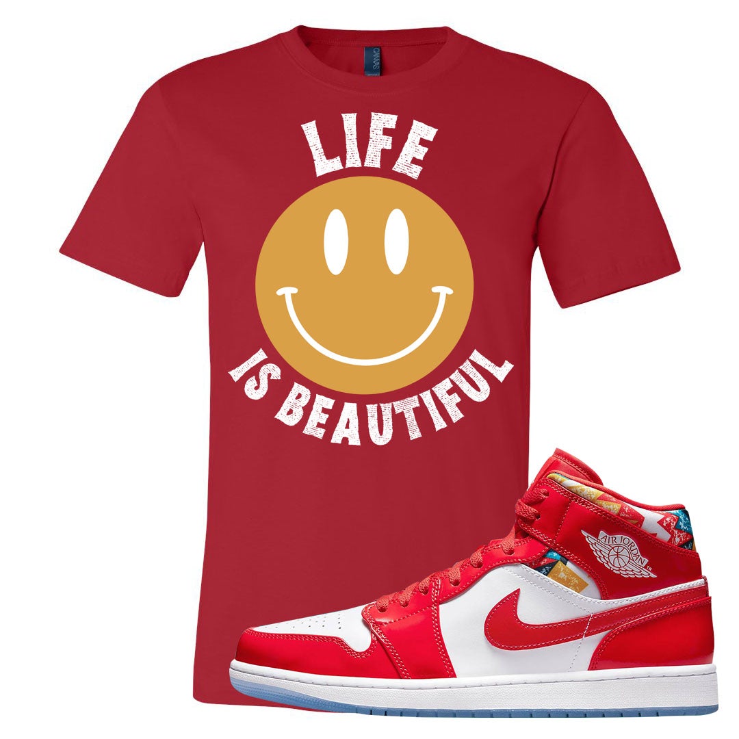 Barcelona Sweater Mid 1s T Shirt | Smile Life Is Beautiful, Red