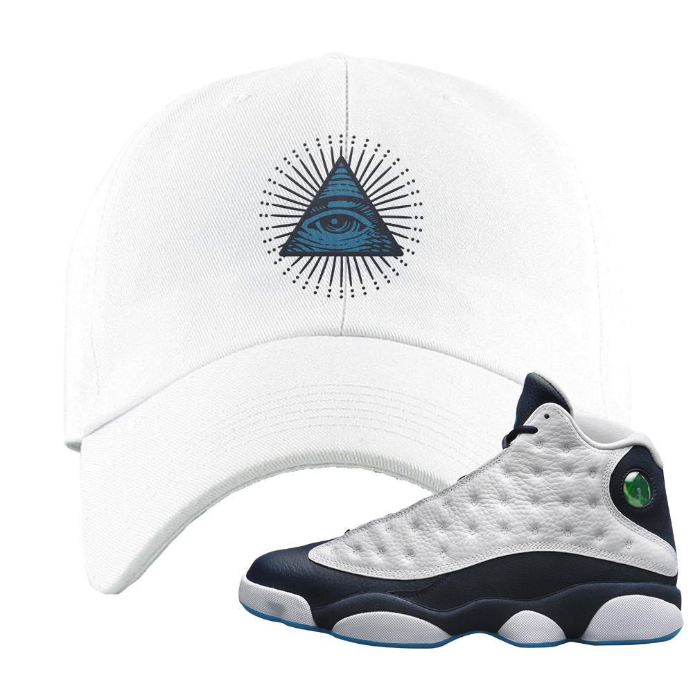 Obsidian 13s Dad Hat | All Seeing Eye, White