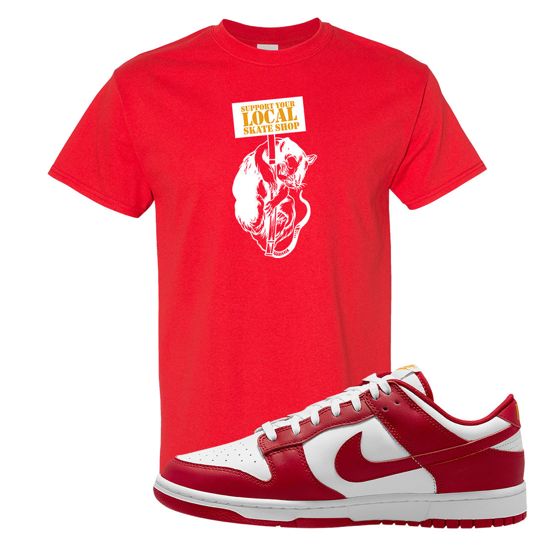 Red White Yellow Low Dunks T Shirt | Support Your Local Skate Shop, Red