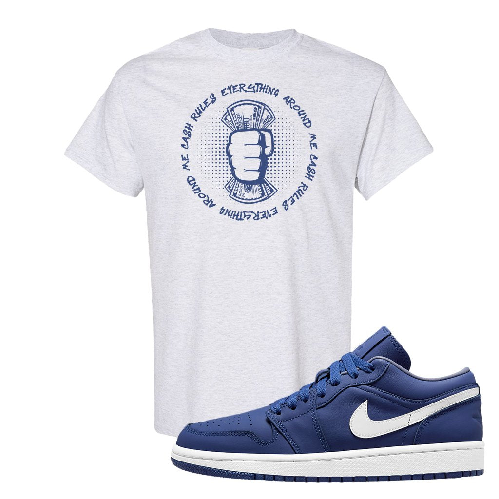 WMNS Dusty Blue Low 1s T Shirt | Cash Rules Everything Around Me, Ash