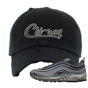 Grayscale 97s Distressed Dad Hat | Chiraq, Black