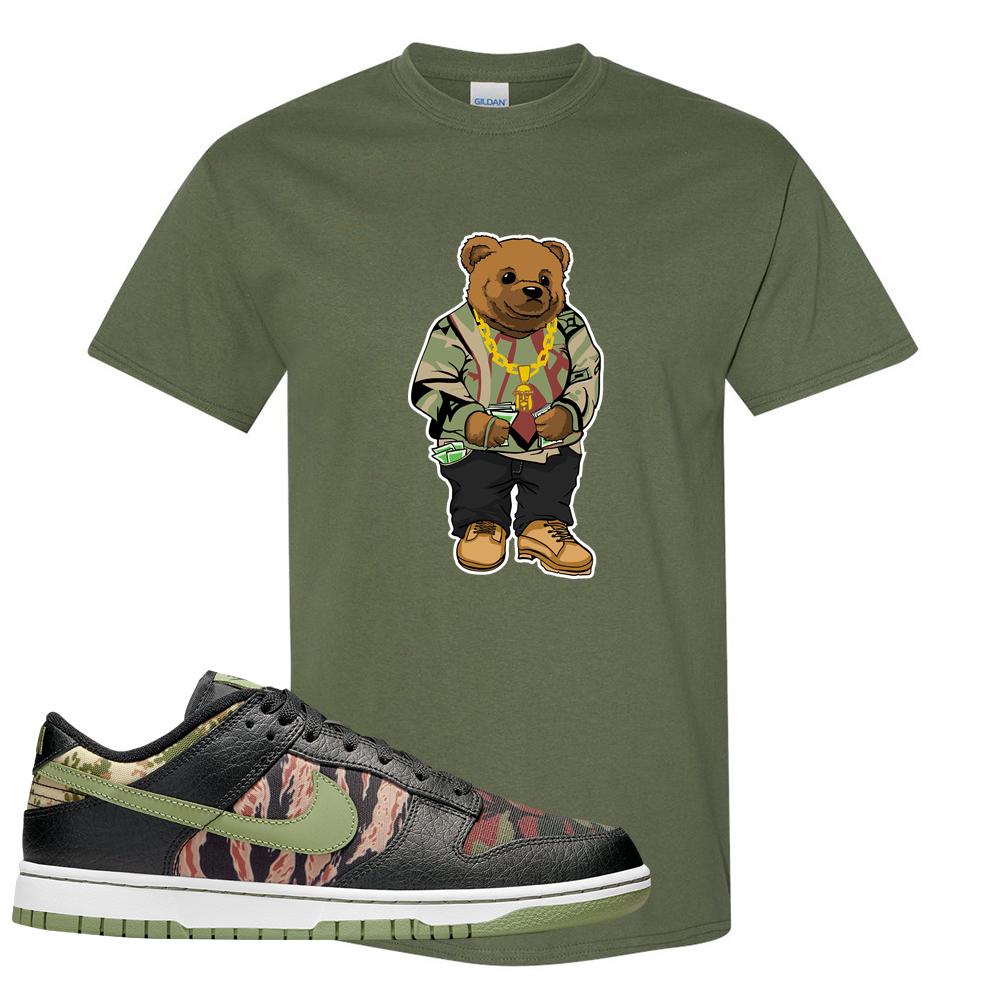 Multi Camo Low Dunks T Shirt | Sweater Bear, Military Green