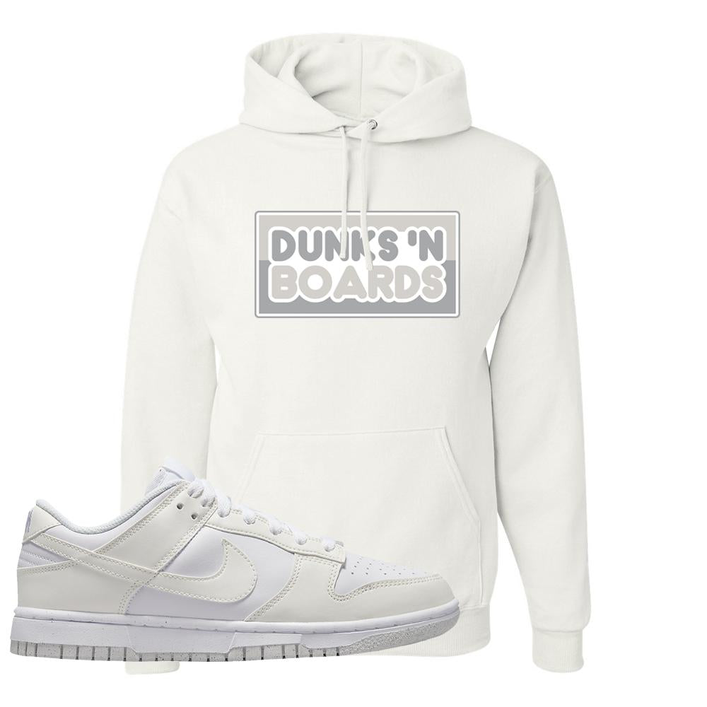 Move To Zero White Low Dunks Hoodie | Dunks N Boards, White