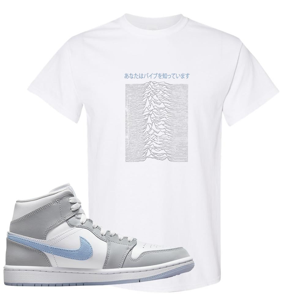 Air Jordan 1 Mid Grey Ice Blue T Shirt | Vibes Japan, White