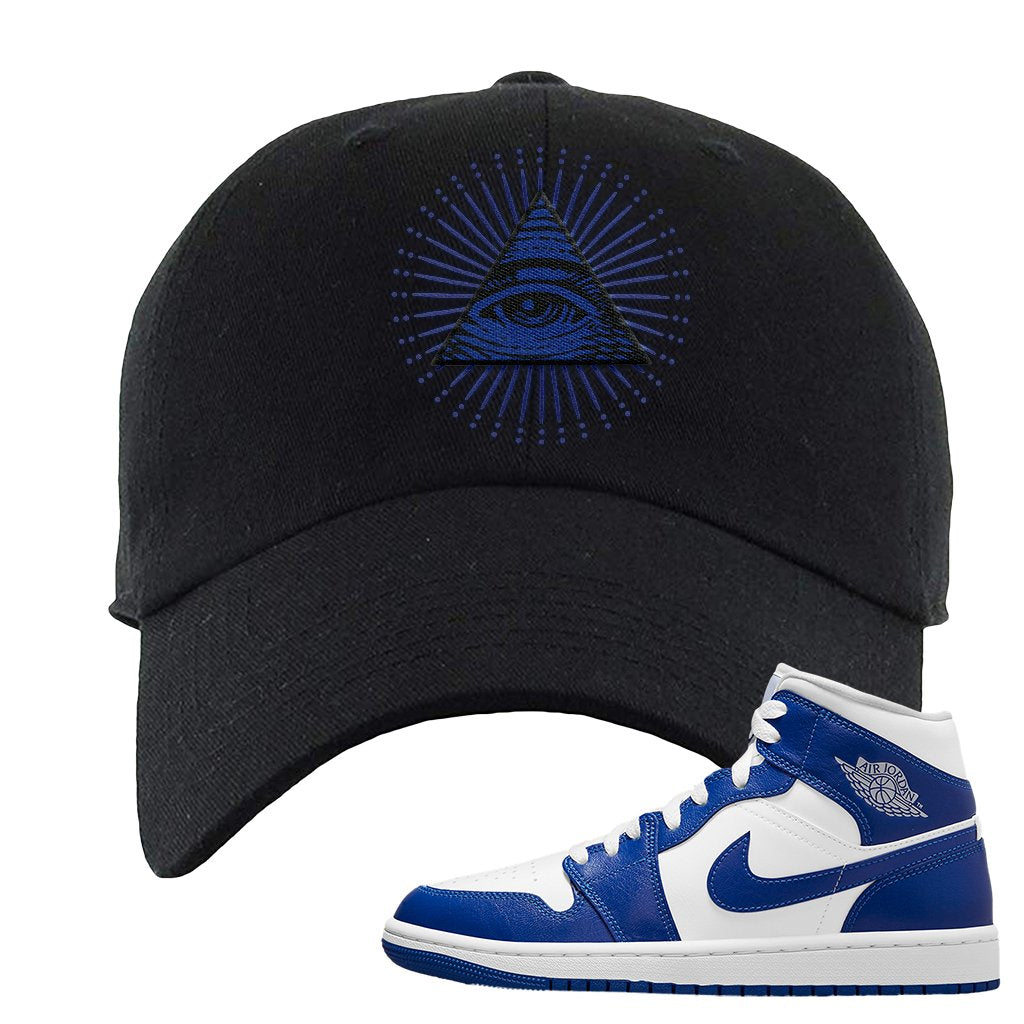 Air Jordan 1 Mid Kentucky Blue Dad Hat | All Seeing Eye, Black