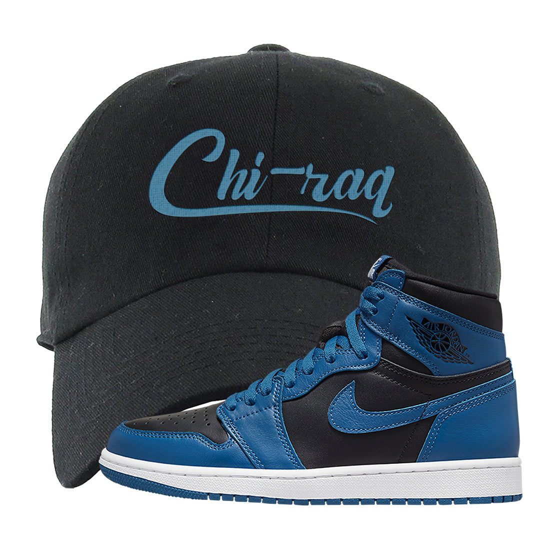 Dark Marina Blue 1s Dad Hat | Chiraq, Black