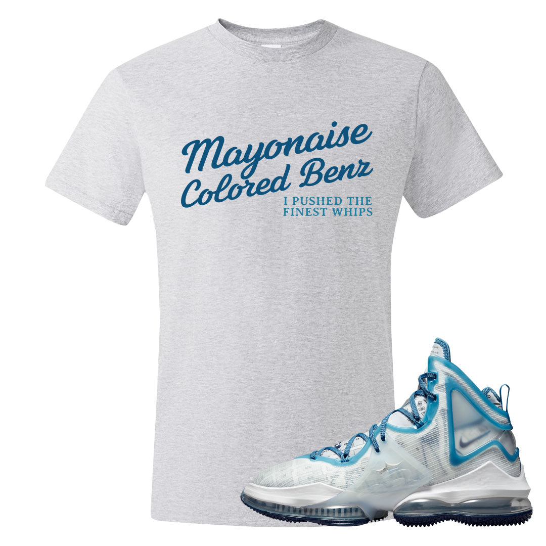White Blue Space Bron 19s T Shirt | Mayonaise Colored Benz, Ash