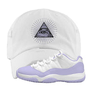 Pure Violet Low 11s Distressed Dad Hat | All Seeing Eye, White