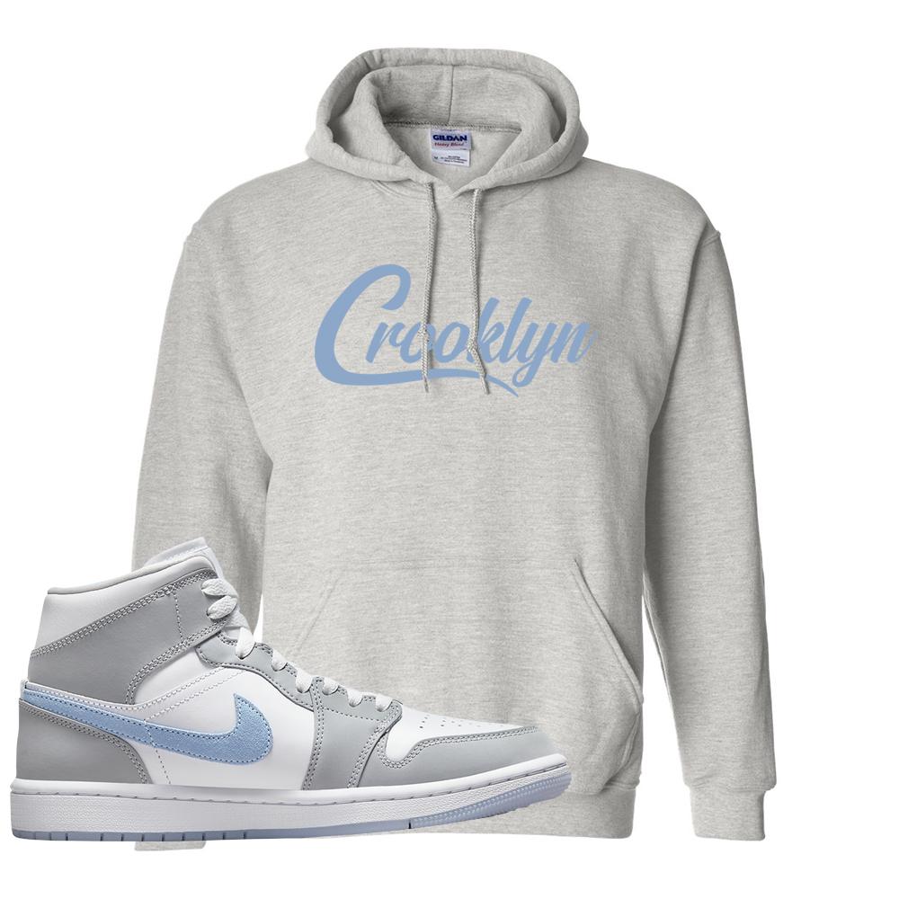 Air Jordan 1 Mid Grey Ice Blue Hoodie | Crooklyn, Ash